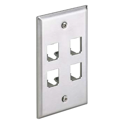 PANDUIT - Placa de Pared Vertical / Acero Inoxidable Grado 304 / 4 Puertos Mini-Com / 2.74 x 4.5 pulgadas