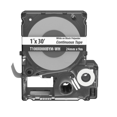 PANDUIT - Casete MP, Cinta Continua, Pol., 1 W x 30 L, Blanco/Negro