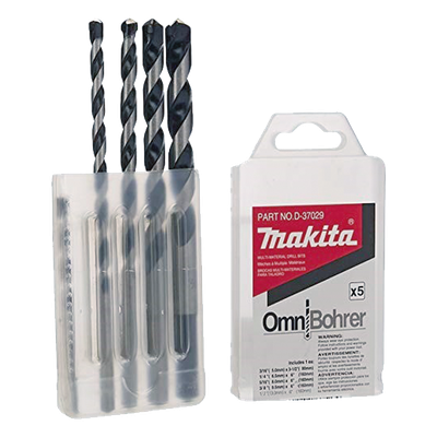 MAKITA - Juego de Brocas para Concreto / 5 Piezas / 3/16 a 1/2 pulg / Punta Carburo de Tungsteno / 3.5 a 6 pulg (89 a 152 mm)