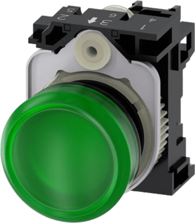 SIEMENS - Lampara de señalización plástica con led color Verde, 110Vca