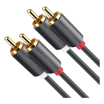 UGREEN - Cable de Audio 2 RCA Macho a 2 RCA Macho / 5 Metros (16.40 Pies) / Cobre Libre de Oxígeno / Conectores Chapados en Oro / Doble Blindaje EMI/RFI