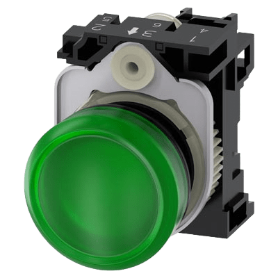 SIEMENS - Lampara de señalización plástica con led color Verde, 24Vca-Vcd