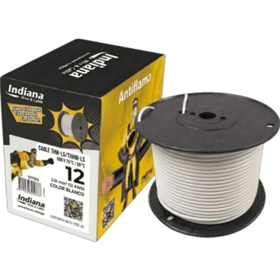 INDIANA - Cable THW-LS / 12 AWG / 19 Hilos / 100 m (328 ft) / Blanco / 90 °C Seco