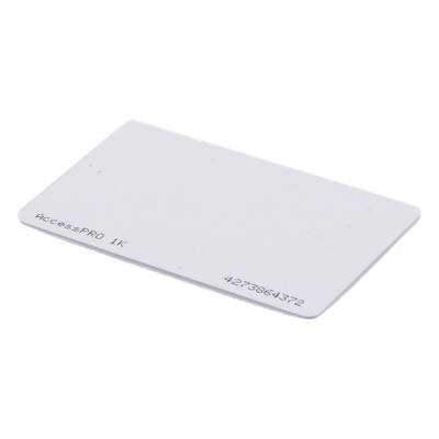 ACCESSPRO - Tarjeta de Proximidad MIFARE Classic / Memoria 1Kb / Frecuencia 13.56 MHz / ISO/IEC 14443 Type A / Doble Cara Imprimible / 34 Bits