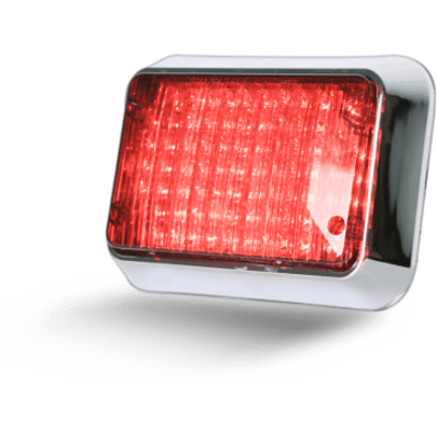 ECCO - Luz de Advertencia LED / 8.4 x 6 Pulgadas / Rojo / Lente Transparente / Bisel Cromado / 12V/24V / 20 Patrones / Montaje de Superficie