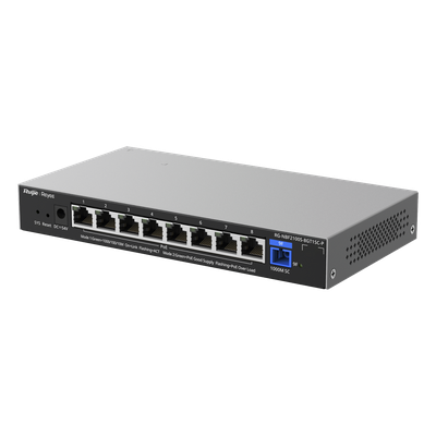 RUIJIE - ONU/Switch PoE+ Híbrido / 1 Puerto PON 1G SC/UPC / 8 Puertos Ethernet 1G / 120W PoE+ / 18 Gbps / 7.95 x 4.25 x 1.10 in