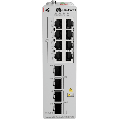 HUAWEI - Switch Industrial eKit / 8 Puertos PoE+ Gigabit + 2 SFP + 2 SFP+ / Montaje en Riel DIN / Fuente Redundante 1+1 : 54 a 57 VCD / Libre de licenciamiento / Gestión gratuita desde la Nube / Presupuesto PoE 220 W