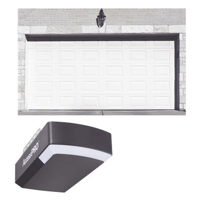 ACCESSPRO - Kit de Puerta de Garage / 18x8 Pies / 5.49x2.44 m / Aislada / Motor DC 1/2 HP / Riel Tipo C 3 m / 127 VCA / 50 Controles / Cierre Automático / LED