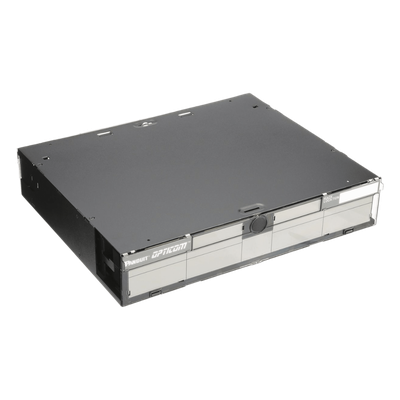 PANDUIT - Panel de Distribución de Fibra Óptica, Acepta 6 Placas FAP o FMP, Bandeja Deslizable, Hasta 144 Fibras, Color Negro, 2UR