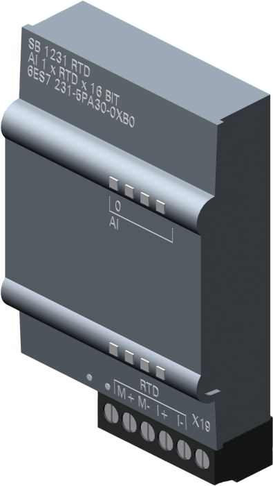 SIEMENS - Módulo de Entrada Analógica SIMATIC S7-1200 / SB 1231RTD / 1 Entrada RTD 16-bit / Pt100 Pt1000 Pt200 Pt500 / Resistencia 150-300-600Ω / Aislamiento 120 dB / Certificaciones Internacionales