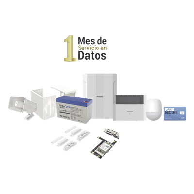 HIKVISION - Kit Panel de Alarma Híbrido / 64 Zonas / Comunicación 3G/4G / Sirena 118 dB / PIR 18 m (59.1 ft) / Teclado LCD con Lector de Tags