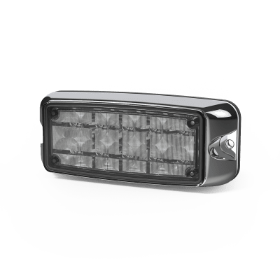 ECCO - Luz de Advertencia LED / Montaje en Superficie / Rojo/Azul / 10 LEDs / 12-24 VDC / Bisel Cromado / IP Resistente
