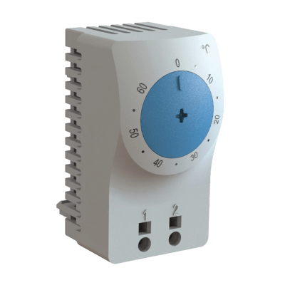 PANDUIT - Termostato/Interruptor Para Control de Temperatura en Grados Celsius, Para Uso con Ventiladores, Con Terminales de Conexión, y Clip para Riel Din de 35 mm, Color Gris Claro