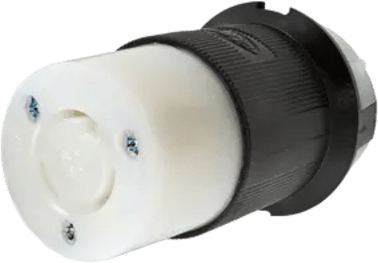 HUBBELL - Conector Industrial con Bloqueo de Media Vuelta / 20 A 250 V CA / 2 Polos 3 Hilos / Color Blanco y Negro / Nema L6-20R.