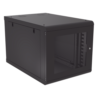 LINKEDPRO - Gabinete de Pared 12U / Profundidad Ajustable 930 mm / Acero Reforzado ANSI/TIA / Carga 100 kg / Cristal Templado / 4 Postes Ajustables