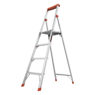 LITTLE GIANT LADDER SYSTEMS - Escalera de Aluminio / 4 Peldaños / 1.8 m (5.9 ft) / Plataforma con Bandeja / Diseño Compacto