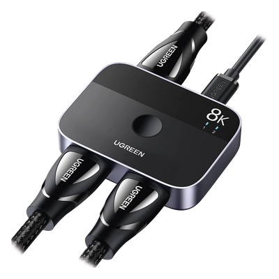 UGREEN - Conmutador HDMI 2.1 / 8K @60Hz / 4K @120Hz / 48Gbps / 2×1 / HDR Dolby / 7.1 Canales