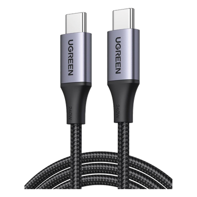 UGREEN - Cable USB-C a USB-C / 2 m (6.6 ft) / Carga 240W / PD3.1 / 480 Mbps / Aluminio / Nylon Trenzado