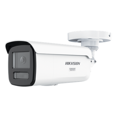 HIKVISION - Bala IP / 6 Megapixel / Lente 4 mm / 197 pies IR + Luz Blanca / Exterior IP67 / Estrobo Azul y Rojo / WDR 130 dB / ACUSENSE 3.0 / Metal / NEMA 4X / ACUSEEK