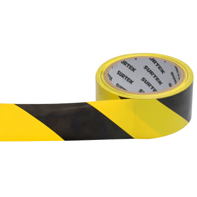 SURTEK - Cinta de Señalización / Adhesivo Acrílico / Espesor 0.105 mm / Colores Amarillo-Negro / Ancho 48 mm / Largo 18 m / Alta Visibilidad