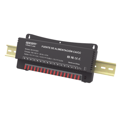 EPCOM POWERLINE - Fuente de Poder para 16 Cámaras / Salida Ajustable 12/13.5/15 Vcc / 16 A / 200 W / Montaje en Pared / Operación -20°C a 70°C