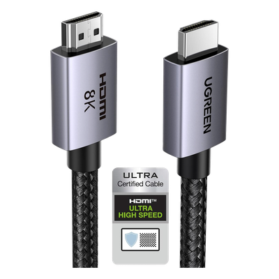 UGREEN - Cable HDMI 2.1 / 8K@60Hz / 48Gbps / 2m (6.56 pies) / HDR10+ / eARC / Aluminio / Nylon trenzado