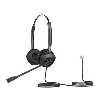 FANVIL - Diadema Binaural con Audio HD y Brazo Ajustable de 260°, Conexión RJ9 y Sonido de Alta Definición