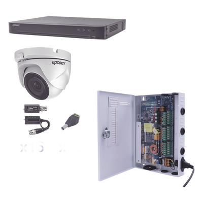EPCOM PROFESSIONAL - Kit Videovigilancia / DVR 16 Canales / 16 Cámaras Eyeball 1080p / IR 20 m (65.6 ft) / Fuente 16 Canales 20A / Transceptores UTP