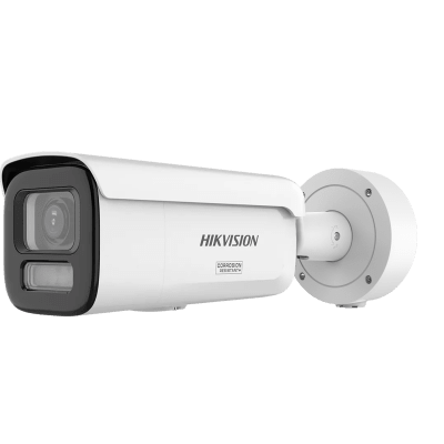 HIKVISION - [Dual Light + ColorVu 3.0 + HikAI] Bala IP 4 Megapixel / Lente Mot. 2.8 a 12 mm / 60 mts IR + Luz Blanca / Exterior IP67 / WDR 130 dB / ACUSENSE 3.0 / Microfono Integrado / Metal / NEMA 4X / ACUSEEK