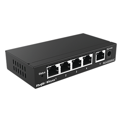 RUIJIE - Switch Administrable / 5 Puertos Gigabit / Capacidad 10 Gbps / Gestión Cloud y Móvil / 16 VLANs / 5W Máximo