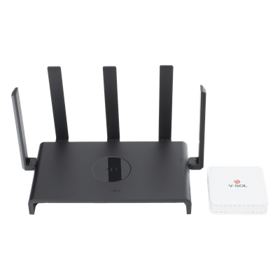 RUIJIE - Kit ONU Bridge Dual GPON/EPON / Router Home Mesh Wi-Fi 5 / 2.4/5 GHz / 5 Antenas 4.5-5.5 dBi / Cobertura Extendida