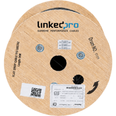 LINKEDPRO - Cable de Fibra Óptica Aéreo FTTH / 1 Hilo Monomodo G.657A2 / Mini Figura 8 / Carrete 2 km / LSZH / 600N Tensión