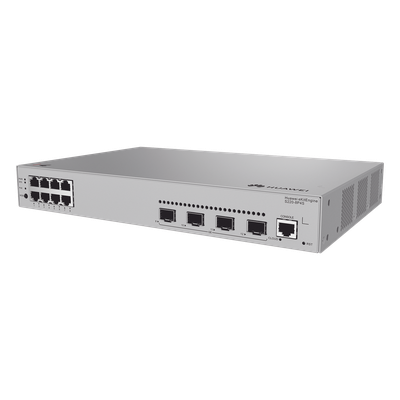 HUAWEI - Switch Administrable Capa 2 / 8 Puertos PoE+ Gigabit / 4 SFP Uplink / PoE Perpetuo / 125 W / 18 Mpps / 24 Gbps / 1.52 ft x 1.03 ft x 0.69 ft