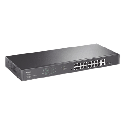 TP-LINK - Switch PoE / 16 Puertos Gigabit / 2 SFP / 2 Combo / 250W PoE / 36 Gbps / Rackmount