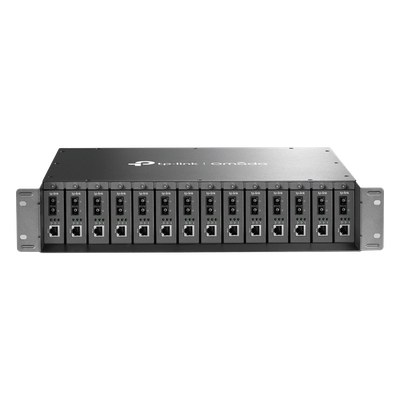 TP-LINK - Chasis para Montaje en Rack / 14 Bahías / 2U / Alimentación 9 VCC / 14 Salidas / 100-240 VCA / Plug and Play
