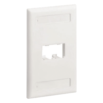 PANDUIT - Placa de Pared Vertical / 2 Puertos Mini-Com / Diseño Plano / Espacios para Etiquetas / 2.75 x 4.5 pulgadas / Blanco Mate