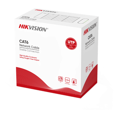 HIKVISION - Bobina de Cable Cat 6 / 305 m (1000 pies) / 100% Cobre / 24 AWG / 250 MHz / PVC / Interior