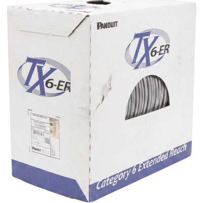 PANDUIT - Bobina de Cable UTP de 4 Pares, Cat6 de Rango Extendido, 22 AWG, CMR (Riser), Color Gris, 305 m