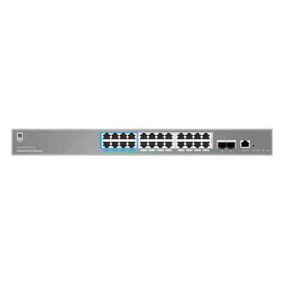 GRANDSTREAM - Switch Administrable L2++ / 24 Puertos Gigabit PoE++ 400W / 2 SFP+ / 88 Gbps / 65.472 Mpps / VLAN 4K / QoS Avanzado