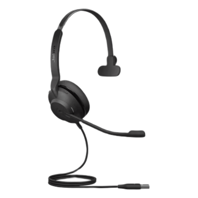 JABRA - Auricular Mono UC / Aislamiento Acústico Viscoelástico / Doble Micrófono con Reducción de Ruido / Altavoces 28 mm / USB-A con Adaptador / Indicador de Ocupado