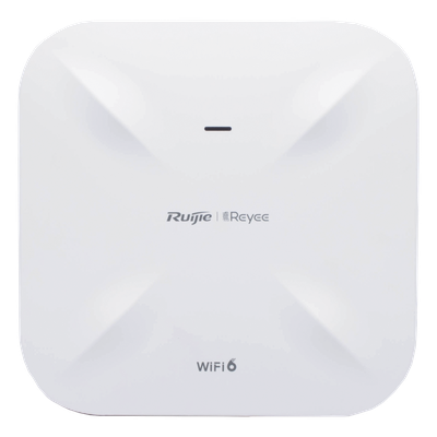 RUIJIE - Punto de Acceso Mesh Wi-Fi 6 / 2.4 GHz 574 Mbps / 5 GHz 1200 Mbps / PoE Gigabit / SFP Óptico / 4 dBi y 6 dBi / Exterior 360°