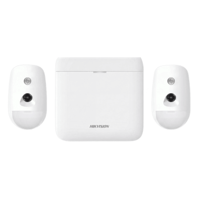 HIKVISION - Kit de Alarma Inalámbrico / Hub GSM 3G/4G con Batería de Respaldo / 2 Detectores PIR con Cámara / 48 Zonas / Inmunidad a Mascotas 30 kg