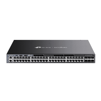 TP-LINK - Switch Omada L3 SDN Administrable / 48 puertos Gigabit y 6 puertos SFP+ / Presupuesto PoE 1440 W / Funciones RIP, VRRP, Servidor DHCP / Administración centralizada OMADA / Fuente Redundante