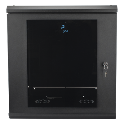 LINKEDPRO - Gabinete Rack de Pared / 12 Unidades / 19 Pulgadas / Carga 100 kg / Vidrio Templado / Acero Calibre 18 / Ventilación Superior 120 mm