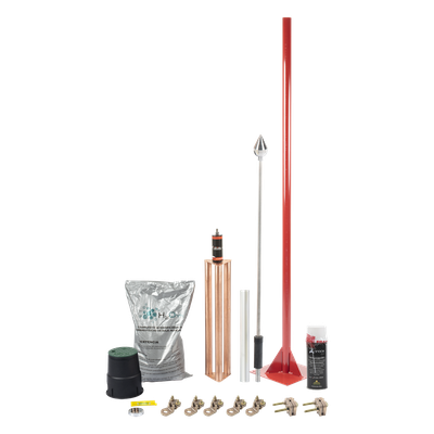 TOTAL GROUND - Kit Pararrayo / Punta de Aluminio / Protección 160 m (524.9 ft) / SPTE / Norma NMX-J-549-ANCE-2005