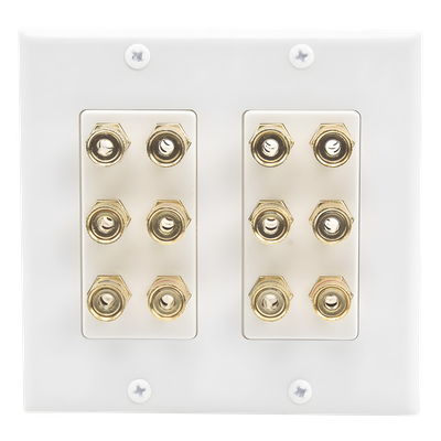 EPCOM PROAUDIO - Placa de Pared para Altavoces / 12 Postes Tipo Banana / 6 Canales / Conectores Chapados en Oro / Instalación sin Soldadura