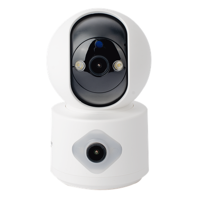 SMARTHOME BY EPCOM - Cámara IP WiFi / Doble Lente 3MP / Pan 320° / Tilt 70° / Autoseguimiento / IR 10 m (32.8 ft) / Audio Bidireccional / microSD 128GB