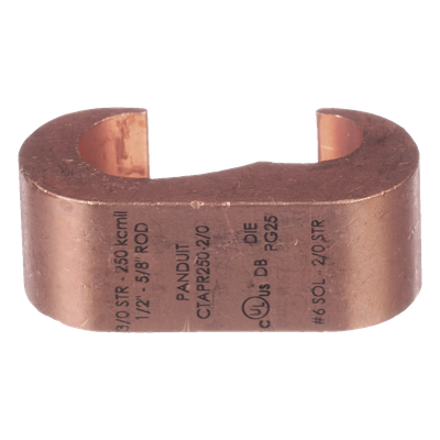 PANDUIT - Conector de Puesta a Tierra Estilo E / Conductor Cobre 6-2 AWG / Varilla 1/4" (6.4 mm) / Cobre Alta Conductividad / 0.75" (19.1 mm) Longitud