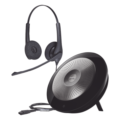 JABRA - Kit de Auriculares y Altavoz / Cancelación de Ruido / Conexión 3.5mm / Push-to-Talk / Brazo 270°