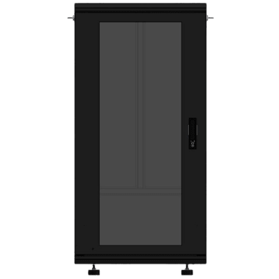 LINKEDPRO - Gabinete Rackeable 19 Pulgadas / 24 Unidades / Piso / Puerta de Cristal / Acero Calibres 16-18-20 / Capacidad 750 Kg / Dimensiones 600x605x1190 mm (23.6x23.8x46.9 in) / Ventilación 120 mm / Cerradura